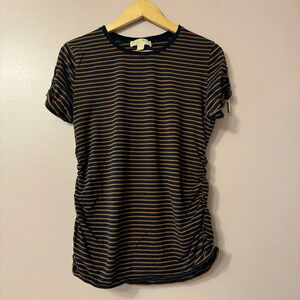 Michael Kors Black and Brown Striped Top